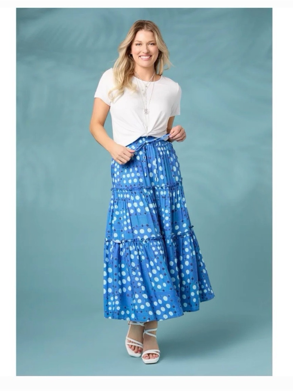 Coco + Carmen Verbena Dot Print Tiered Skirt